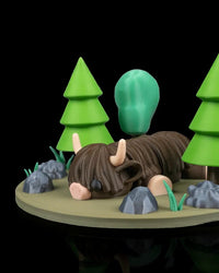 Highland Cow in Field Nest