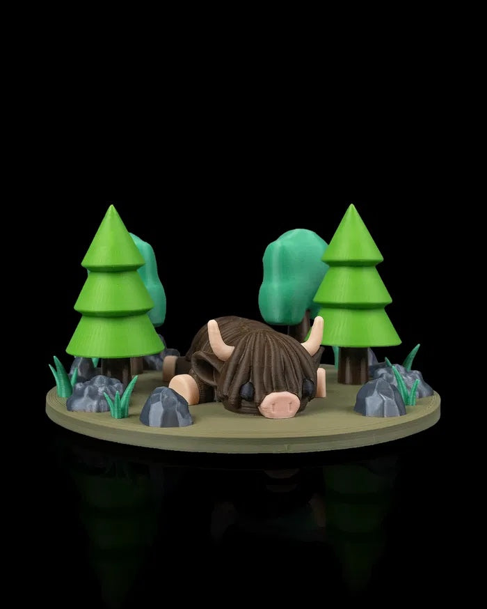 Highland Cow in Field Nest