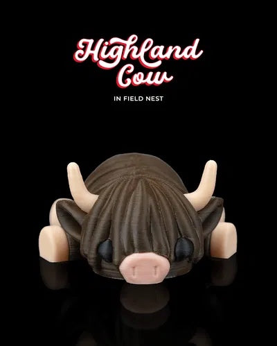 Highland Cow in Field Nest