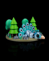 Peacock in Field Nest